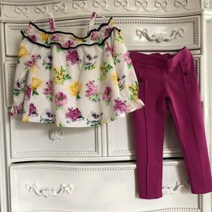 Janie and Jack Summer Outfit girls size 4 pants cold shoulder top